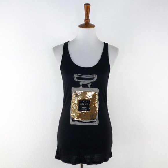 The Classic Tops - The Classic Black & Gold Sequin Tank Top